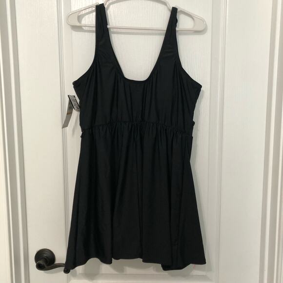 Island Escape Womens‎ Swim Tankini Top Sz 16W Black Knot Front Full Bust Support - Picture 4 of 9